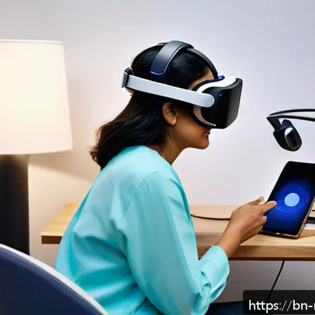 음악테라피사 기술 향상 - A modern music therapy session using digital tools: a middle-aged Bengali therapist attentively inte...